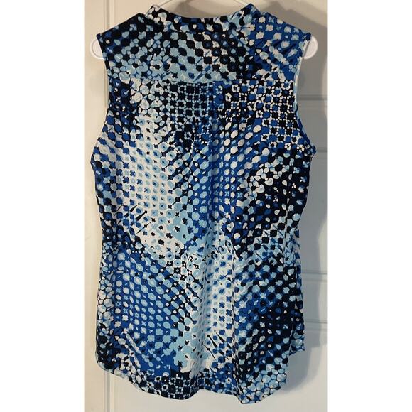 PerSeption Concept V Neck Sleeveless Mosaic Pattern Collared Top XL - Picture 3 of 6